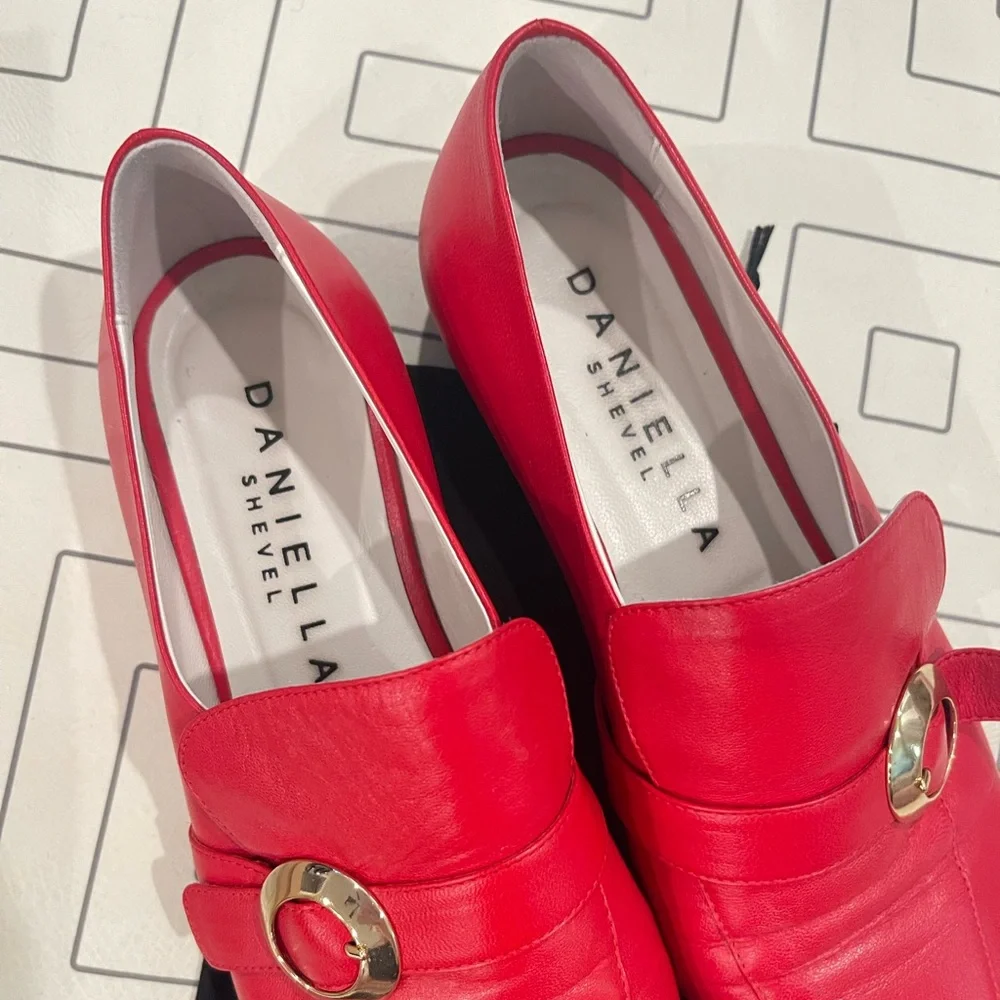 Daniella Shevel Red Leather Loafers - Picture 2 of 15